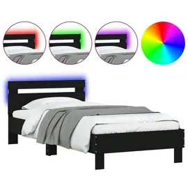 vidaXL Bettgestell mit Kopfteil und LED-Leuchten Schwarz 100x200 cm