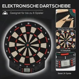 Homcom Elektronische Dartscheibe Kunststoff inkl. 6 Darts