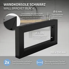 ML-Design Wandkonsole Schwarz, Metall, 15x3x35 cm, Wohnzimmer, Regale, Wandboards