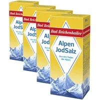 Bad Reichenhaller Marken JodSalz Reines Alpensalz aus Natursole, 500 gramm, Die Verpackung kann variieren (Packung mit 4)