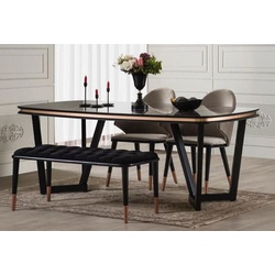 Casa Padrino Luxus Esstisch Schwarz / Kupfer 207 x 104 x H. 78 cm - Rechteckiger Küchentisch - Esszimmer Möbel - Esszimmer Einrichtung - Luxus Möbel - Luxus Einrichtung