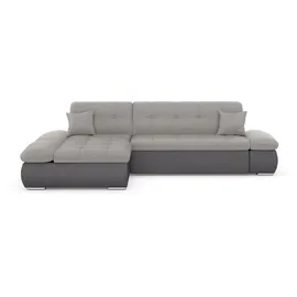 DOMO collection Eckcouch Kunstleder 3-Sitzer Grau/Silber