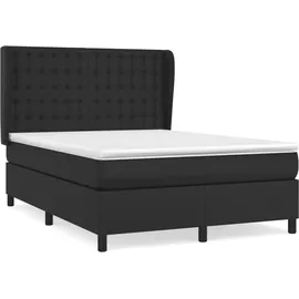 vidaXL Boxspringbett mit Matratze Schwarz 140x200 cm Kunstleder