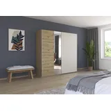 Rauch Schlafzimmer-Set "Monza", braun (eiche artisan, champagner), Bett 180x200cm + ohne Matratze, B/H: 180cm x 200cm, Bett 180x200cm, Schlafzimmermöbel-Sets, mit Schwebetürenschrank Breite 218 cm, Bettanlage in 2 Breiten