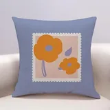 Kissenbezug 80x80 Orange Geometrisch Blau Kopfkissenbezug 80x80 Baumwolle Leinen Sofakissen mit Reißverschluss Kopfkissenbezüge Knitterfreie Kopfkissen 80x80 Bezug Langlebig Kissenbezüge 80x80 1 Pcs