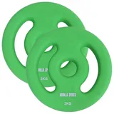 GORILLA SPORTS® Neopren Hantelscheiben - 2er Set, 2x1kg, 2x2kg, 2x3kg, 2x4kg, 2x5kg Gewichte, 30/31 mm Bohrung, mit Griffen, Gusseisen - Gewichtsscheiben, Hantelscheiben-Set