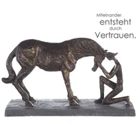 Casablanca by Gilde GILDE Dekoobjekt Skulptur Comprehension - Bronzefarbene Darstellung eines Pferds mit Re