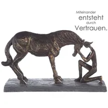Casablanca by Gilde GILDE Dekoobjekt Skulptur Comprehension - Bronzefarbene Darstellung eines Pferds mit Re