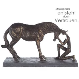 Casablanca by Gilde GILDE Dekoobjekt Skulptur Comprehension - Bronzefarbene Darstellung eines Pferds mit Re