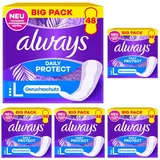 Always Daily Protect Long Slipeinlagen 48 Stück, Geruchskontrolle, Bequem Mit Seitlichem Auslaufschutz (Packung mit 5)