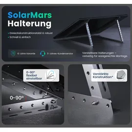 solarmars Balkonkraftwerk Bifazial 2000 W inkl. 4 x 500 W Solarpanel + BP5000 Speicher