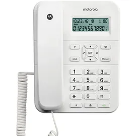 Motorola CT202 Weiß Schnurtelefon, 10 Speicher, Freisprechen, Musik, Anrufer-ID, Wahlwiederholung – Weiß