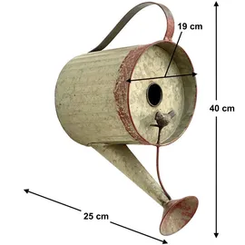 DanDiBo Ambiente Vogelhaus zum Aufhängen Metall Deko Gießkanne wetterfest 501138 Nistkasten 40 cm Futterstation für Vögel Shabby Metallkanne Kanne Balkon