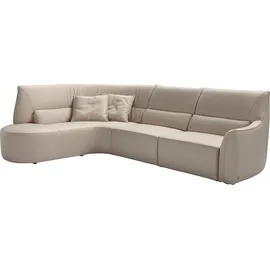 Egoitaliano Ecksofa "Puffy, extravagant & edel, Retro Designsofa, hoher Sitzkomfort, L-Form", grau (stone), B:330cm H:88cm T:205cm, Leder »BULL« (echtes Rindsleder). Geschliffenes, pigmentiertes und behandeltes Rindsleder mit einer Dicke von 1, 3-1, 5 mm.