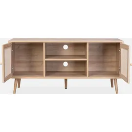 sweeek TV-Möbel mit Rattangeflecht 120 x 39 x 56,5 cm Braun Holz/MDF