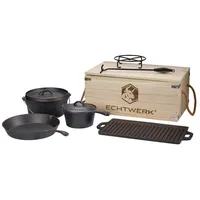 Echtwerk 7-teiliges Dutch Oven Set mit Holzkisten