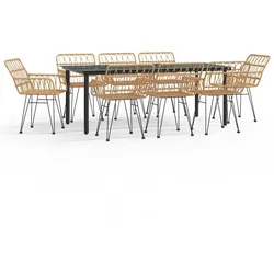 vidaXL 9-tlg. Garten-Essgruppe Poly Rattan