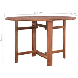 vidaXL Gartentisch 120 x 70 x 74 cm Braun