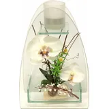 Kunstpflanze Orchidee mit Teelichthalter 23/15 cm Orchidee, I.GE.A., Höhe 23 cm weiß