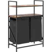 VidaXL Wäschekorb 2 Fächer mit Ablagen Räuchereiche