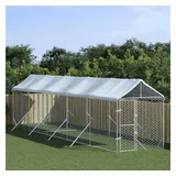 vidaXL Outdoor-Hundezwinger mit Dach Silbern 2x10x2,5 m Stahl Verzinkt