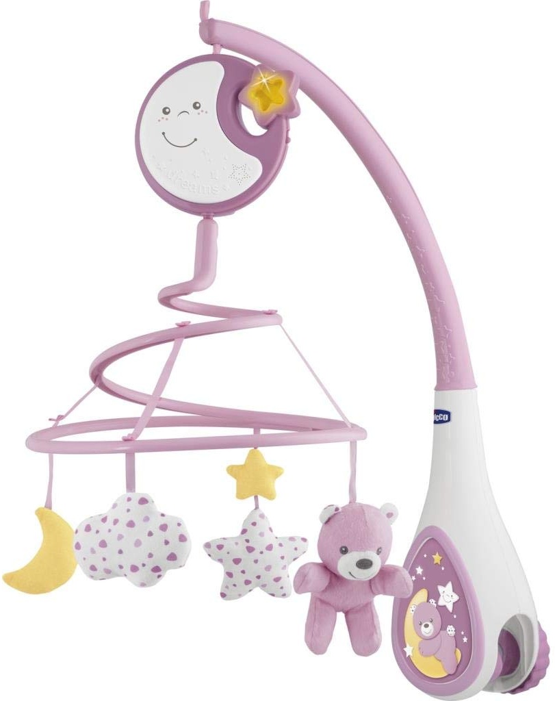 Chicco Next2Dreams Babybett Mobile mit Licht und Musik - 3 in 1 Baby Mobile Kompatibel mit Next2Me Babybett, mit Soundeffekten, Nachtlichtprojektor und Klassischer Musik - 0+ Monate, Pink
