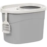 Iris Ohyama Katzenklo mit Schaufel, bis 7 kg, Grau/Weiß, mit Deckel, Katzentoilette, leicht reinigen, Für große Katzen, Kätzchen, geschlossen, xxl Toilette, BPA-frei, Cat Litter Box, TECL-20