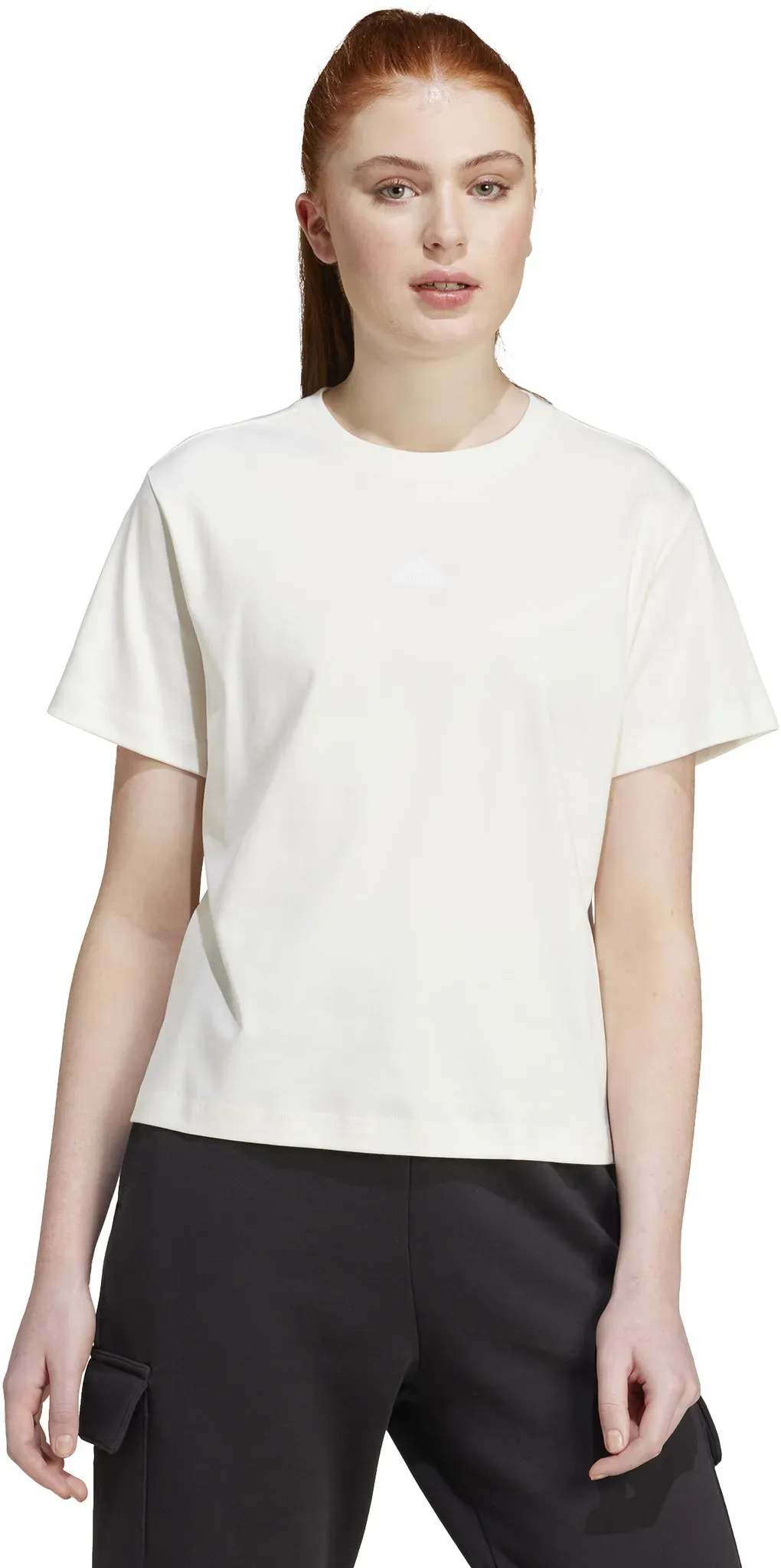adidas BLUV Q3 TEE Damen T-Shirt mit Aufdruck creme-weiß - S