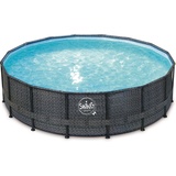 Polygroup Elite Frame Pool rund - Rattan dunkel grau 427 x 107 cm Solo