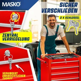 Masko MASKO® Werkstattwagen Rollwagen Werkzeugwagen Werkzeugkiste Fächer Toolbox Werkzeug box