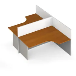 Tischtrennwand-Set mit ergonomischem Tisch PRIMO, T-Form, magnetisch, 2 Plätze, grau/Kirschbaum