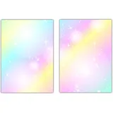 LYSCO 2x25 Blatt - Rainbow Motiv-Briefpapier (MPA-5215+5216, DIN A4) Regenbogen Motivpapier mit knallig bunten Farben und Sternen