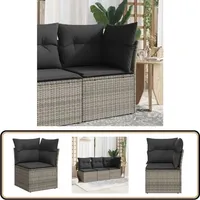 Garten-Ecksofa mit Kissen Grau Poly Rattan - Gartensofa - Ecksofa - Terrassenmöbel - Outdoor Möbel - Lounge Set
