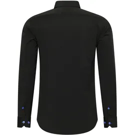 RUSTY NEAL Langarmhemd RUSTY NEAL, Herren, Gr. 6XL, EURO-Größen, schwarz (schwarz, blau), 60% Baumwolle, 37% Polyester, 3% Elasthan, unifarben, Hemden, mit Krawatte