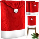 Kesser Premium Weihnachtsstuhlüberzug Set Stuhlhussen Für Weihnachten Nikolausmütze Stuhlbezug Husse Weihnachtsdeko Für Stühle Überzieher Rot / Weiß / 8 Stück - Weihnachtsmütze - Kesser