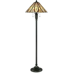 Licht-Erlebnisse Stehleuchte SANSA Buntglas Tiffany Stil Bronze Antik 2x E27 max. 60W | LE57945