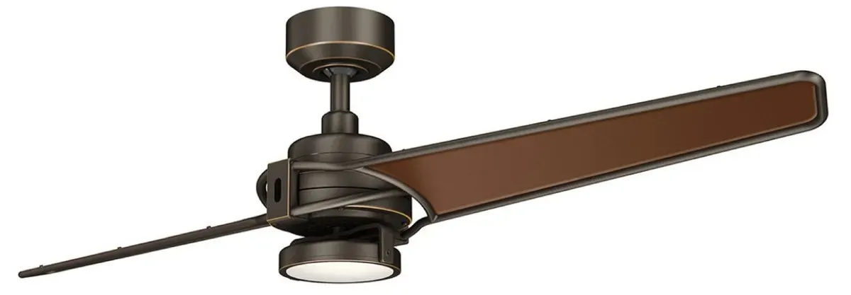 Casa Padrino Luxus Deckenventilator mit LED Beleuchtung und Fernbedienung Bronze / Braun 142 x H. 35 cm - Luxus Qualität