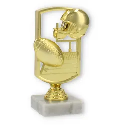 Pokal Kunststofffigur Football Feld gold auf weißem Marmorsockel 16,5cm