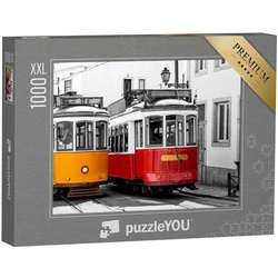 puzzleYOU Puzzle Puzzle 1000 Teile XXL „Vintage-Straßenbahnen in Lissabon, Portugal“, 1000 Puzzleteile, puzzleYOU-Kollektionen Portugal
