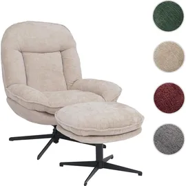 MCW Relaxsessel MCW-P32 Chenille 370 g/m2 70 x 100 x 80 cm Creme mit Hocker