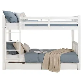 Homestyle4u Etagenbett 90 x 200 cm Kiefer massiv lackiert weiß