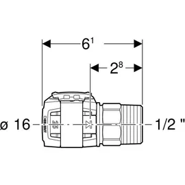 Geberit FlowFit Übergang mit Aussengewinde SiBr d16-R1/2