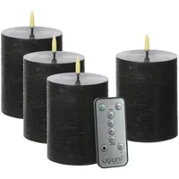 uYuni LED Kerzenset PIA Rustik-Optik H: 10 cm schwarz 4 St.