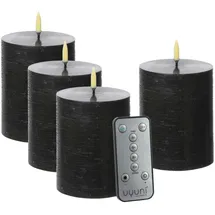 uYuni LED Kerzenset PIA Rustik-Optik H: 10 cm schwarz 4 St.