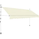 Markise mit Handkurbel 400x300 ohne Bohren | 4m breit & variabel in der Höhe | Einziehbare Klemmmarkise für Terrasse, Balkon, Fenster mit Kurbel (Creme) | Maximale Projektion 120 cm