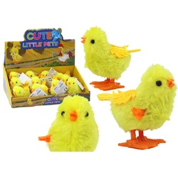 LEAN Toys Spielfigur Spielzeug Huhn Springen Aufziehspielzeug Figur Aufziehhuhn Dekoration gelb