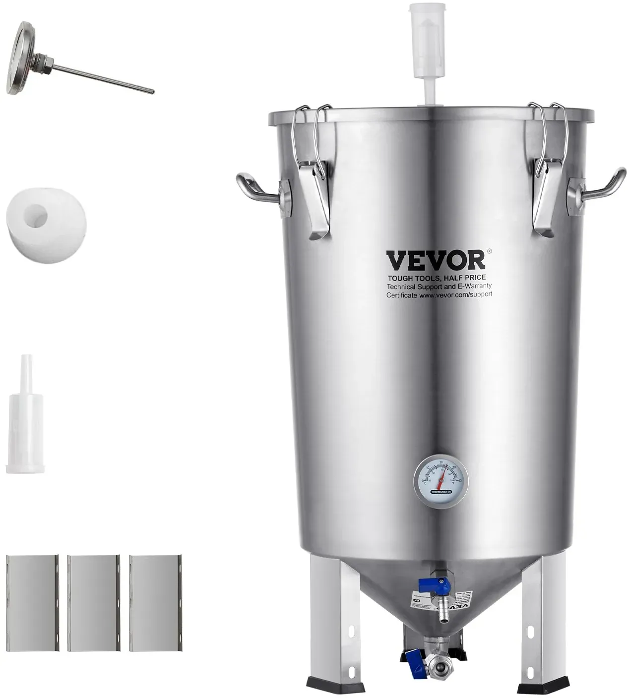 VEVOR Bierbrauanlage Bierbraugerät Edelstahl 30 L Bierfermenter, Braueimer-Fermenter zum Brauen, Heimbrauzubehör mit Sockel, Kessel-Suppentopf inkl. Deckel, Griff, Ventil, Zapfhahn