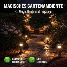 monzana Solarleuchte grau 4er Set Erdspieß wetterfest IP44