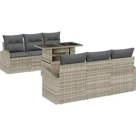 vidaXL Garten-Lounge-Set 7-tlg. hellgrau Polyrattan