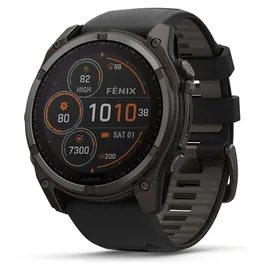 Garmin fenix 8 Solar 51 mm Graphit/Titan Carbongrau Silikon-Armband 26 mm